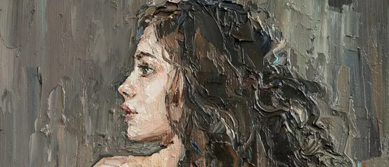 Obraz Portret w Impresjonistycznym Stylu: Kobieta z profilu