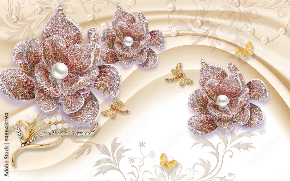Fototapeta Elegancja i Blask: Kwiatowy Ornament