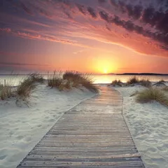 Fototapeta Magiczny Zachód Słońca na Piaszczystej Plaży