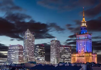 Fototapeta Panorama nowoczesnej Warszawy, centrum, 2022 r.	