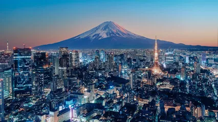 Obraz Panorama Tokio z Górą Fuji w Tle