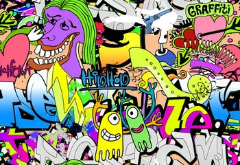 Obraz Tło ściany graffiti. Tekstura pat tekstura w stylu hip-hop