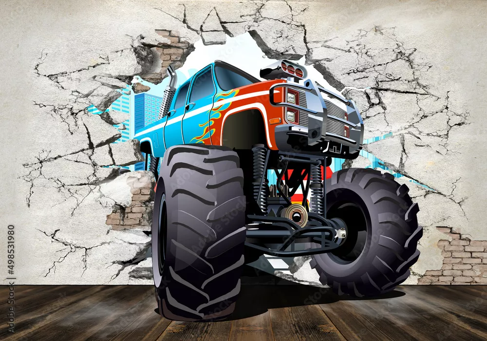 Fototapeta Potęga Monster Trucka: Dynamiczna Fototapeta dla Fanów Motoryzacji
