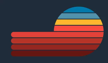 Obraz Grafika w stylu retro zachodu słońca. Retro słońce w stylu lat 80-tych.