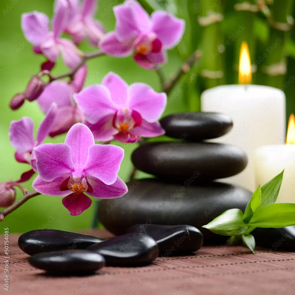 Obraz  Relaks i Spokój: Spa z Orchideami i Świecami