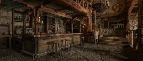 Fototapeta Rustykalna Tawerna: Klimat Średniowiecznej Przygody