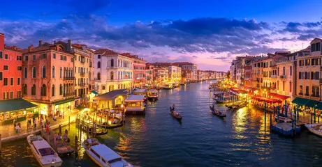 Obraz na płótnie wieczorna panorama kanału wodnego Włochy Canal Grande