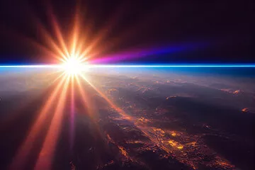 Fototapeta Świt nad Ziemią: Magia Kosmicznego Horyzontu