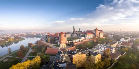 Obraz Crakow / Krakowie w Sunrise Aerial Panorama.