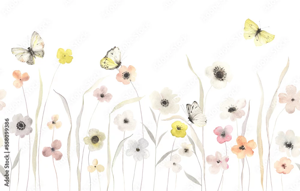 Fototapeta Delikatność Kwiatów i Motyli