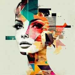 Obraz Kolorowe Fragmenty: Geometryczna Wizja Piękna