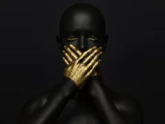 Obraz Złote Milczenie: Sztuka Wyrazu i Tajemnicy