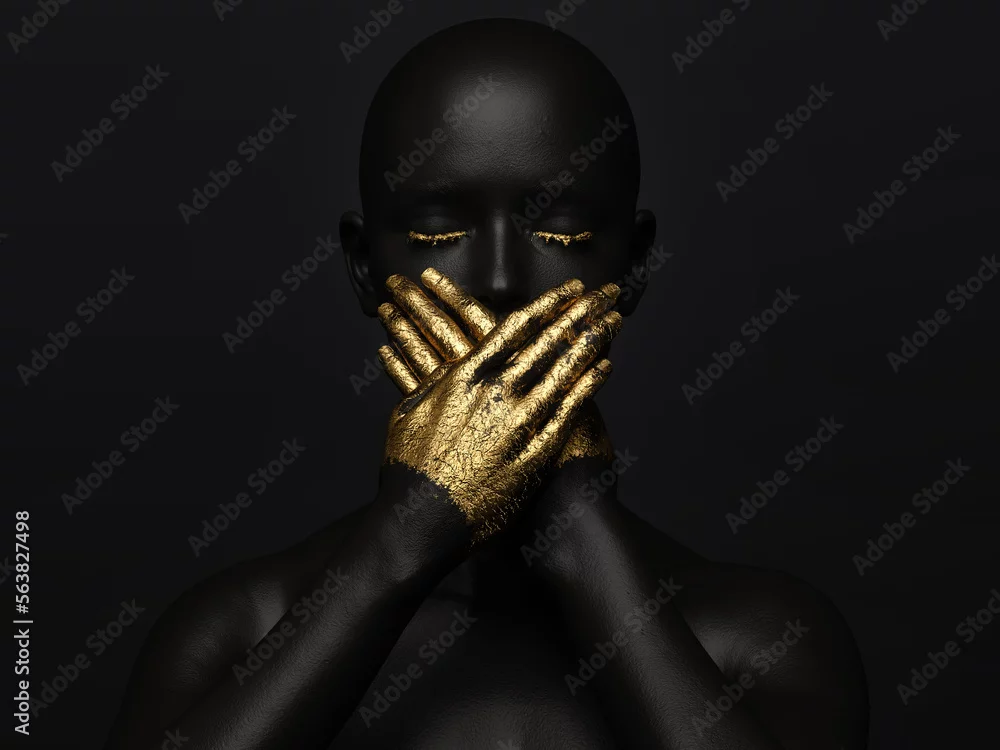 Obraz Złote Milczenie: Sztuka Wyrazu i Tajemnicy