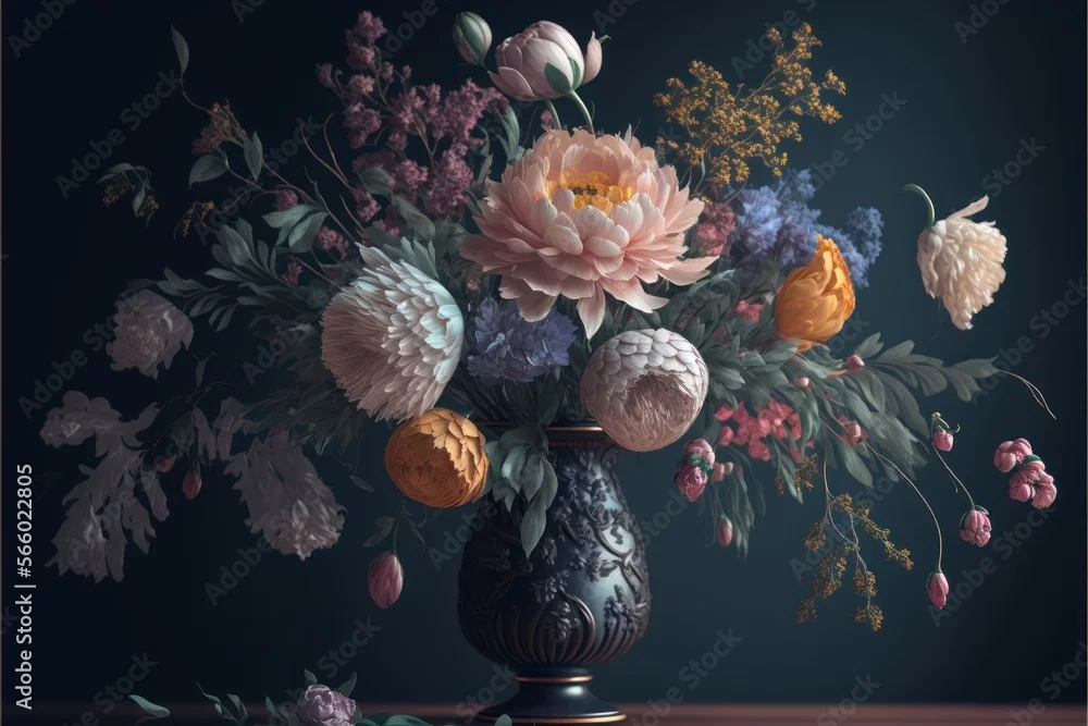 Obraz Elegancja Kwiatów: Bukiet w Wazonie