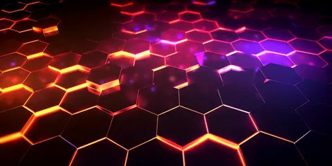 Fototapeta Abstrakcyjny wzór sześciokąta tła 3D ze świecącymi światłami