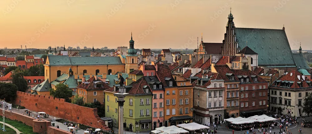 Fototapeta Stare miasto o zachodzie słońca. Warszawa - Szyta Panorama