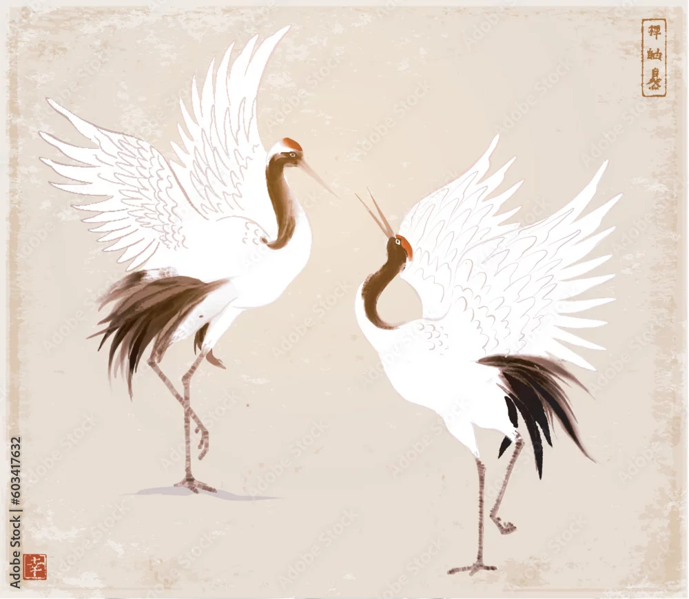 Obraz Dance of the Cranes: Elegance and Harmony