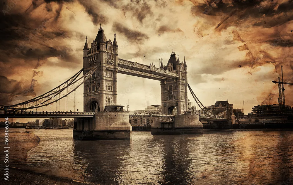 Obraz Tower Bridge: Klasyczny Widok Londynu w Sepii