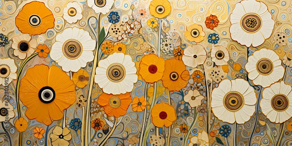 Fototapeta z kwiatami w stylu malarstwa Art Nouveau / Jugendstil