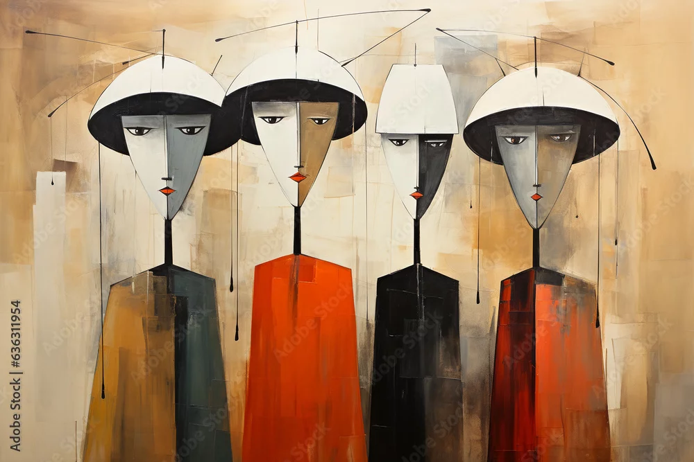Obraz Abstrakcyjna Elegancja: Cztery Postacie