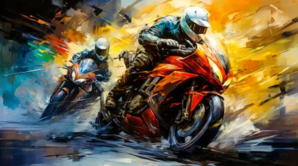 Obraz dynamiczna scena wyścigu motocyklowego