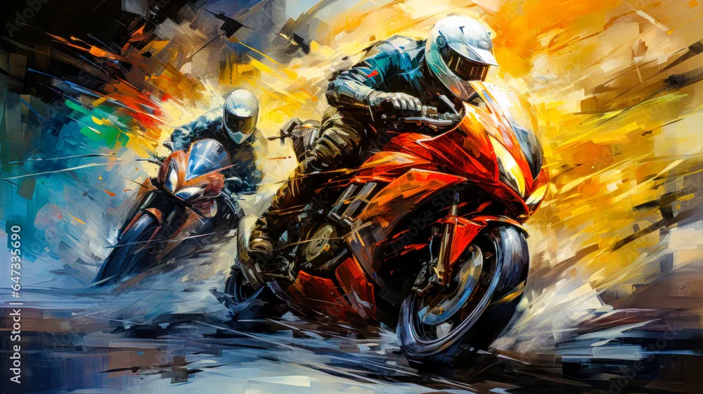 Obraz dynamiczna scena wyścigu motocyklowego