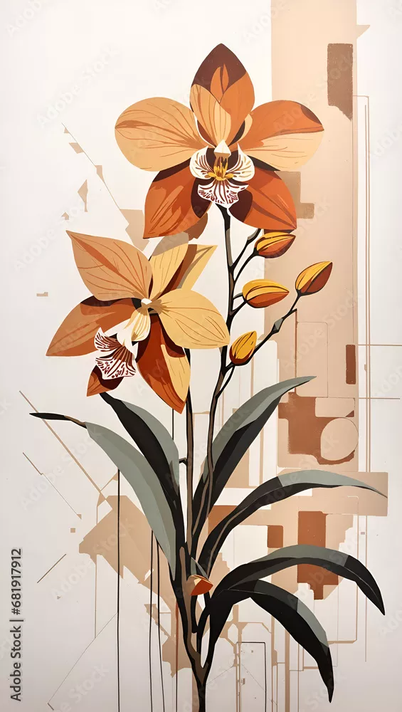 Obraz pionowy - orchidea geometryczny kwiat sztuka abstrakcyjna
