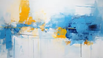 Obraz abstrakcyjny żółto-niebieski