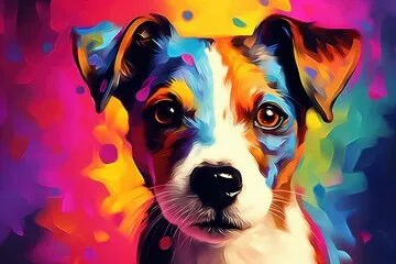 Obraz szczeniak Jack Russell Terrier w abstrakcyjnym stylu graficznym