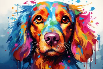 Obraz portret głowy psa w stylu ilustracji pop-art