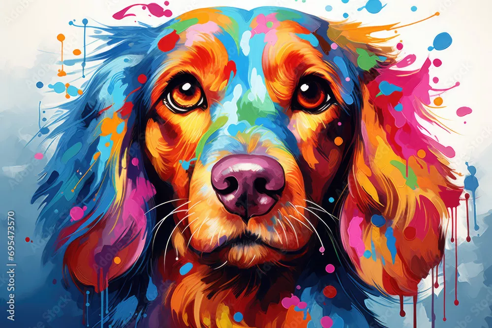 Obraz portret głowy psa w stylu ilustracji pop-art