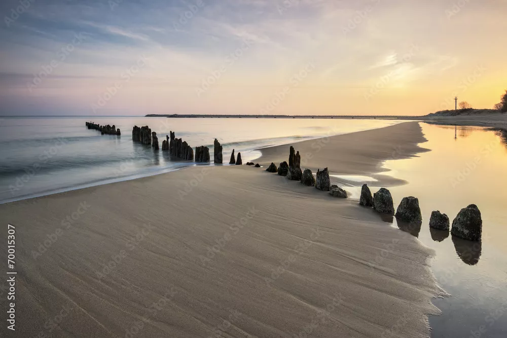 Fototapeta Morze,  plaża o wschodzie słońca