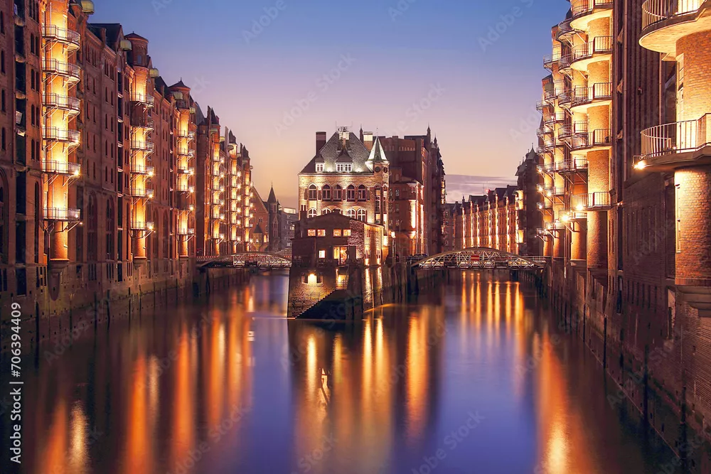 Obraz miasto Hamburg - portowa dzielnica