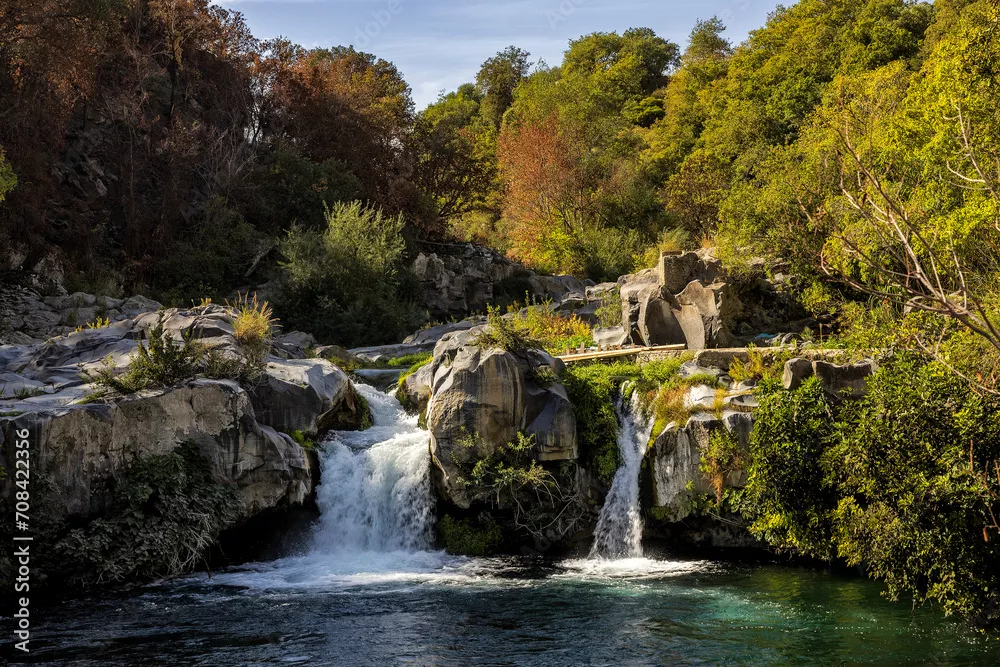 Fototapeta Waterfall, Alcantara Schlucht, Sycylia, Włochy, 28 października 2023