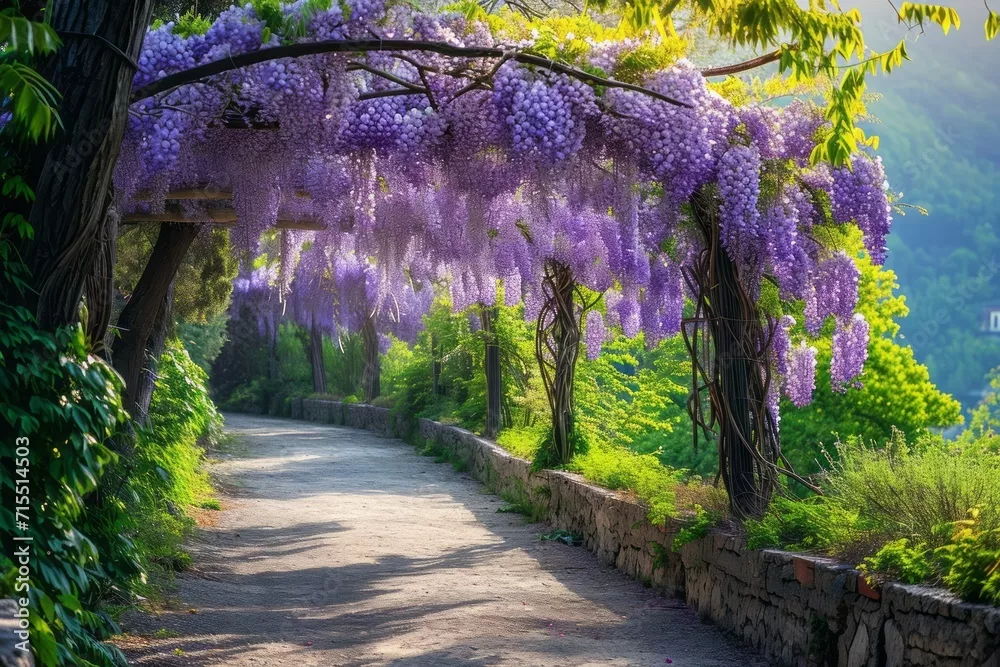 Fototapeta Ścieżka spacerowana z kwiatami Wisteria