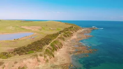 Fototapeta Widok z lotu wybrzeża San Remo w pobliżu Phillip Island, Australia