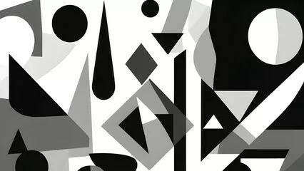 Obraz realistyczne wycięte z papieru abstrakcja geometryczna tapeta tło. monochromatyczny format banera w kolorze czarnym, białym jesionie