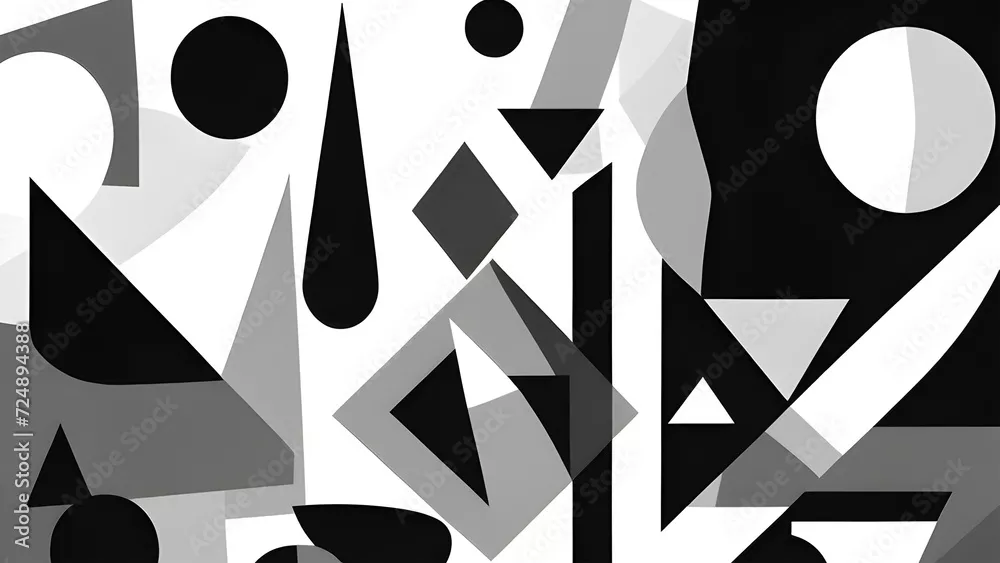 Obraz realistyczne wycięte z papieru abstrakcja geometryczna tapeta tło. monochromatyczny format banera w kolorze czarnym, białym jesionie