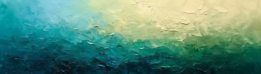 Fototapeta abstrakcyjne malarstwo ekspresjonistyczne tekstura tło, odważne pociągnięcia, gradient od szmaragdowej zieleni do błękitu oceanu
