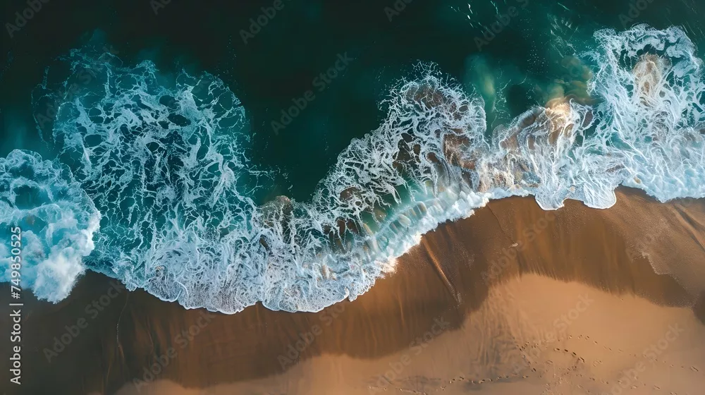 Fototapeta tapeta przedstawiająca fotografię z lotu ptaka oceanu i brzegu