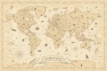 Obraz Vintage World Map Illustration