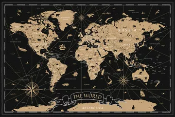 Obraz Vintage World Map Art: An Exploration of Continents