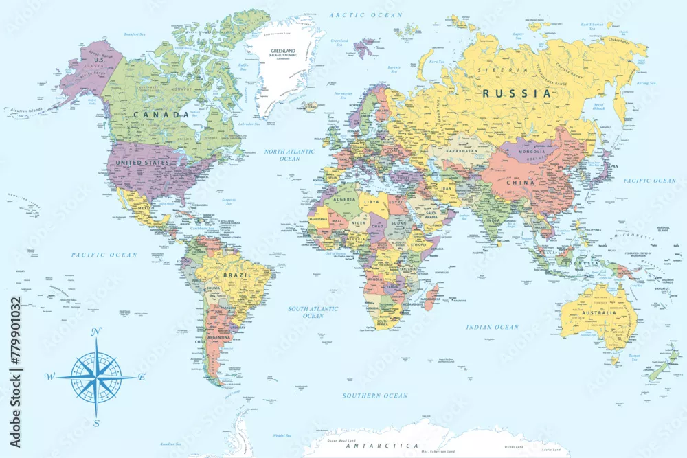 Obraz Mapa Świata: Geograficzny Przegląd Kontynentów i Krajów