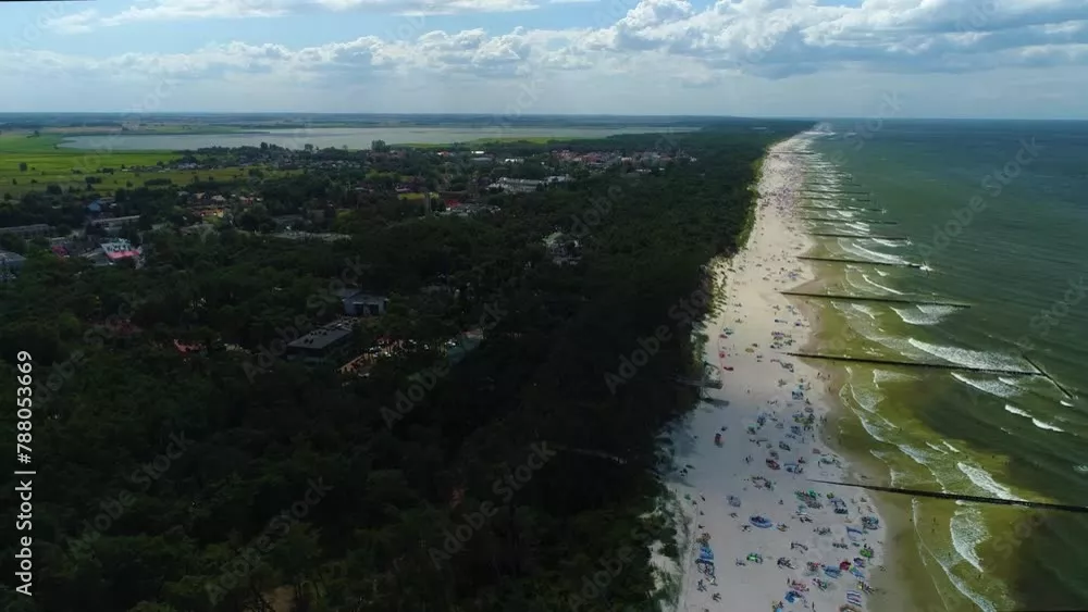 Fototapeta Panorama Plaża Morze Bałtyckie Dźwirzyno Plaza Morze Widok z lotu ptaka Polska