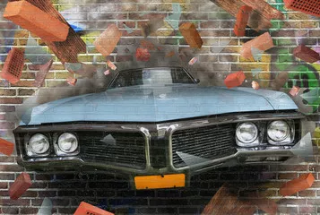 Obraz graffiti na murze z cegły