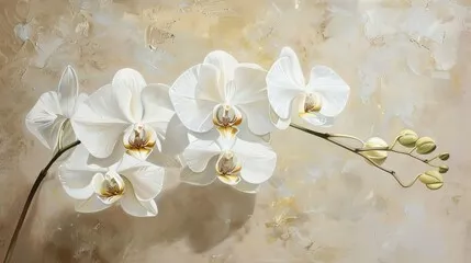 Obraz delikatna gałązka białych orchidei – elegancja w naturalnej formie