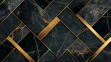 Obraz elegancka czarno złota geometria