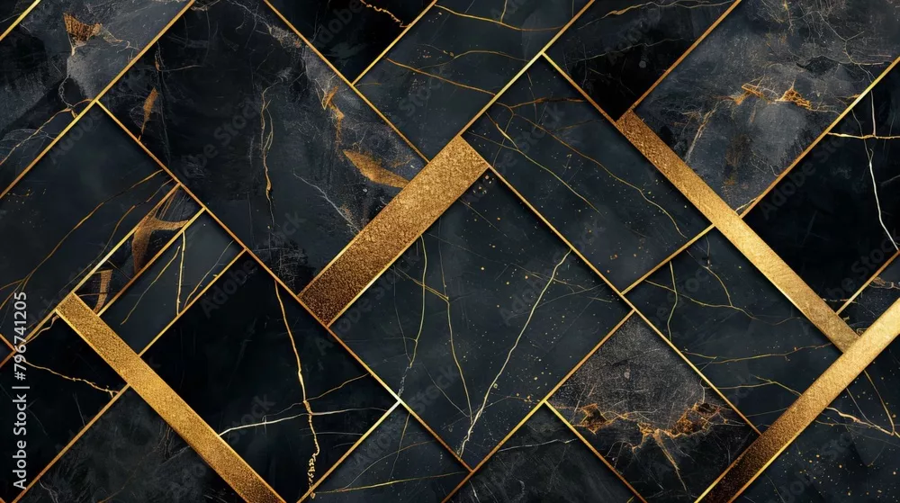 Obraz elegancka czarno złota geometria