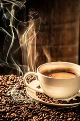 Fototapeta Spróbuj kawy z prażonymi nasionami