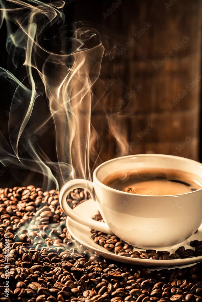 Fototapeta Spróbuj kawy z prażonymi nasionami